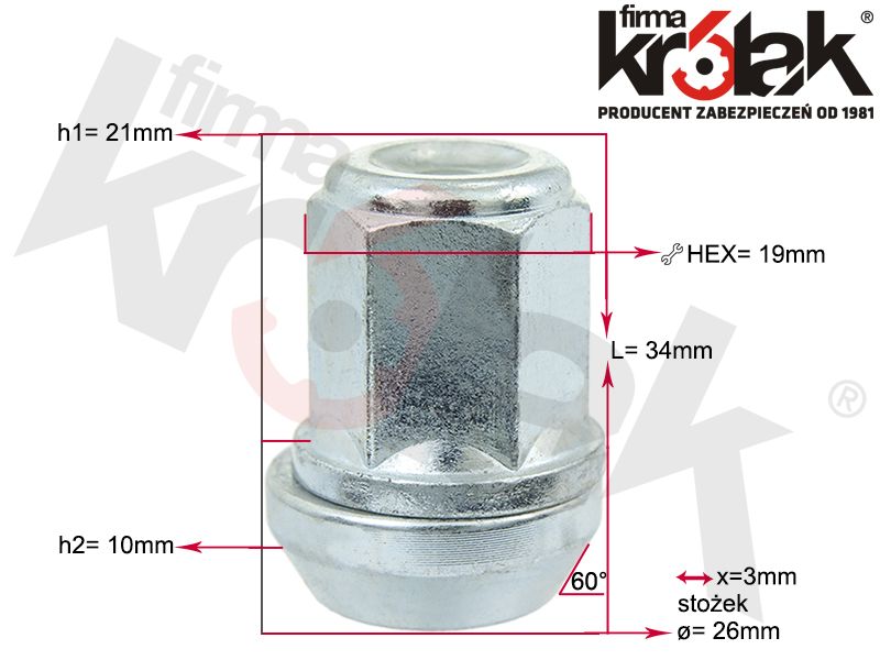 Parametry / wymiary nakrętek pływających do felg aluminiowych, zmiana rozstawu. Producent Bimecc nakretki-do-felg-plywajace-s-131a-m12x1.5-19-z-800x600-wymiar-krolak.jpg